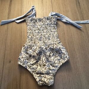 Starting Out Floral Smocked Baby Romper Ties Bubble 18-24M Cottagecore Boutique